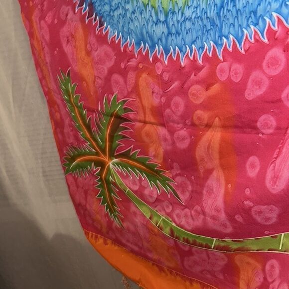 Cleopatra Neon Colored Pink Orange Blue Green White Tropical Beach Wrap Scarf - Picture 6 of 11